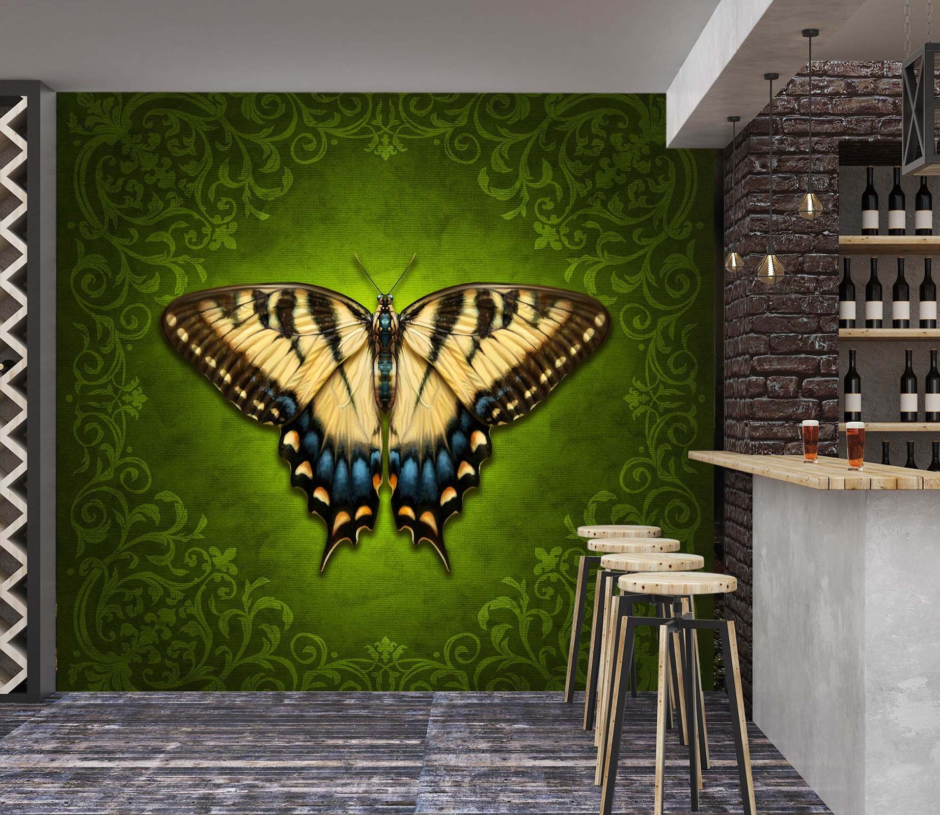 3D Butterfly Pattern 8767 Brigid Ashwood Wall Mural Wall Murals