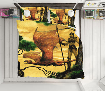 3D Fly Dragon Woman 7002 Ciruelo Bedding Bed Pillowcases Quilt