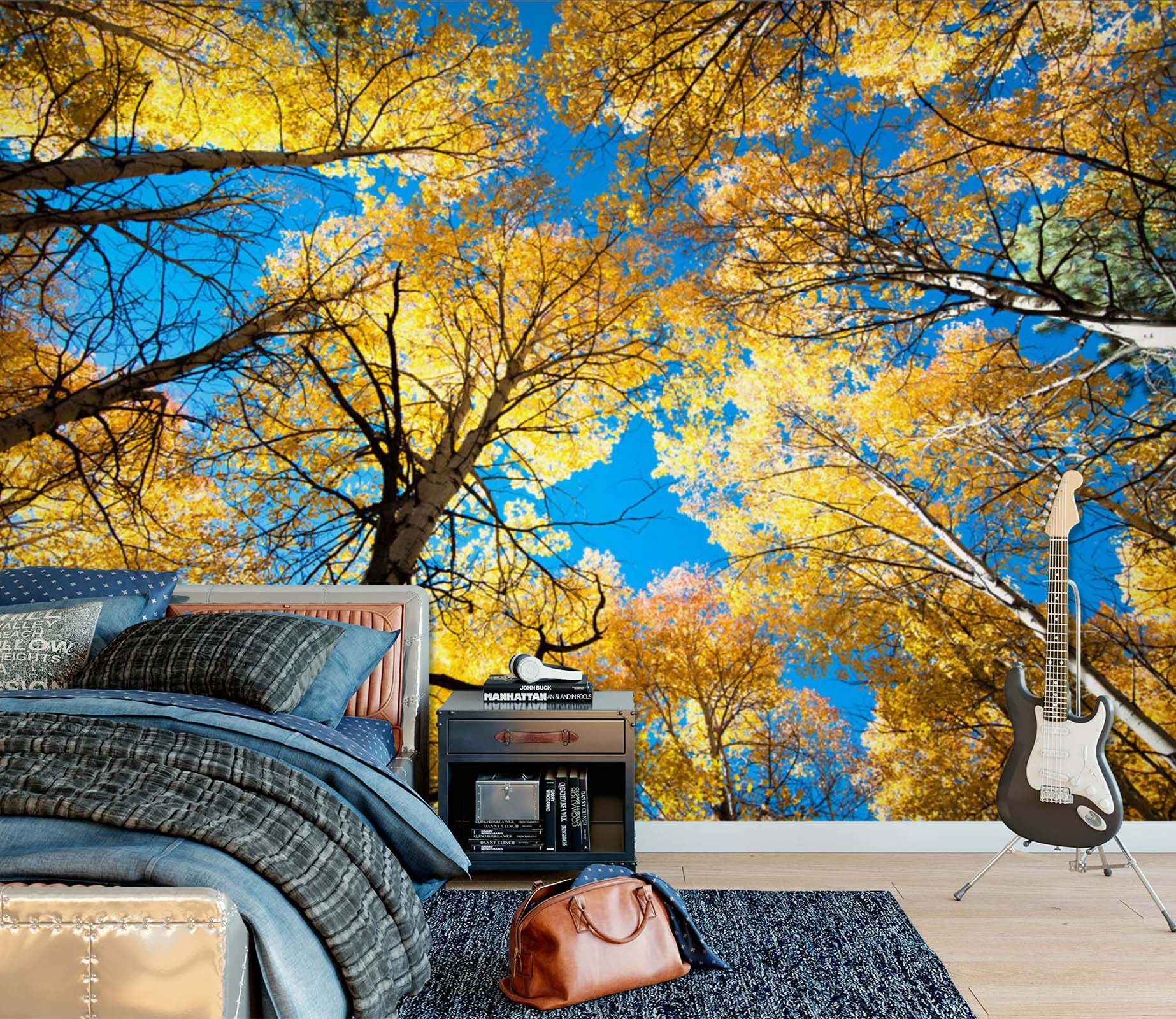 3D Yellow Woods 1712 Wall Murals