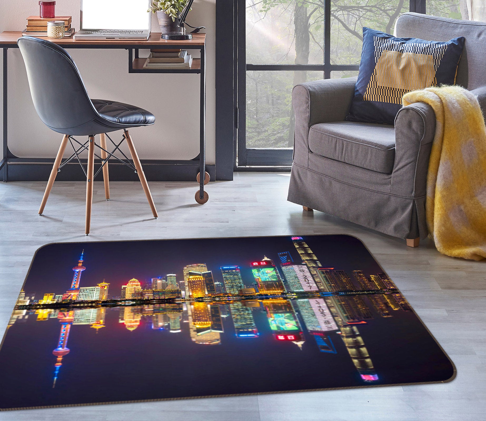 3D City Lights 1122 Marco Carmassi Rug Non Slip Rug Mat