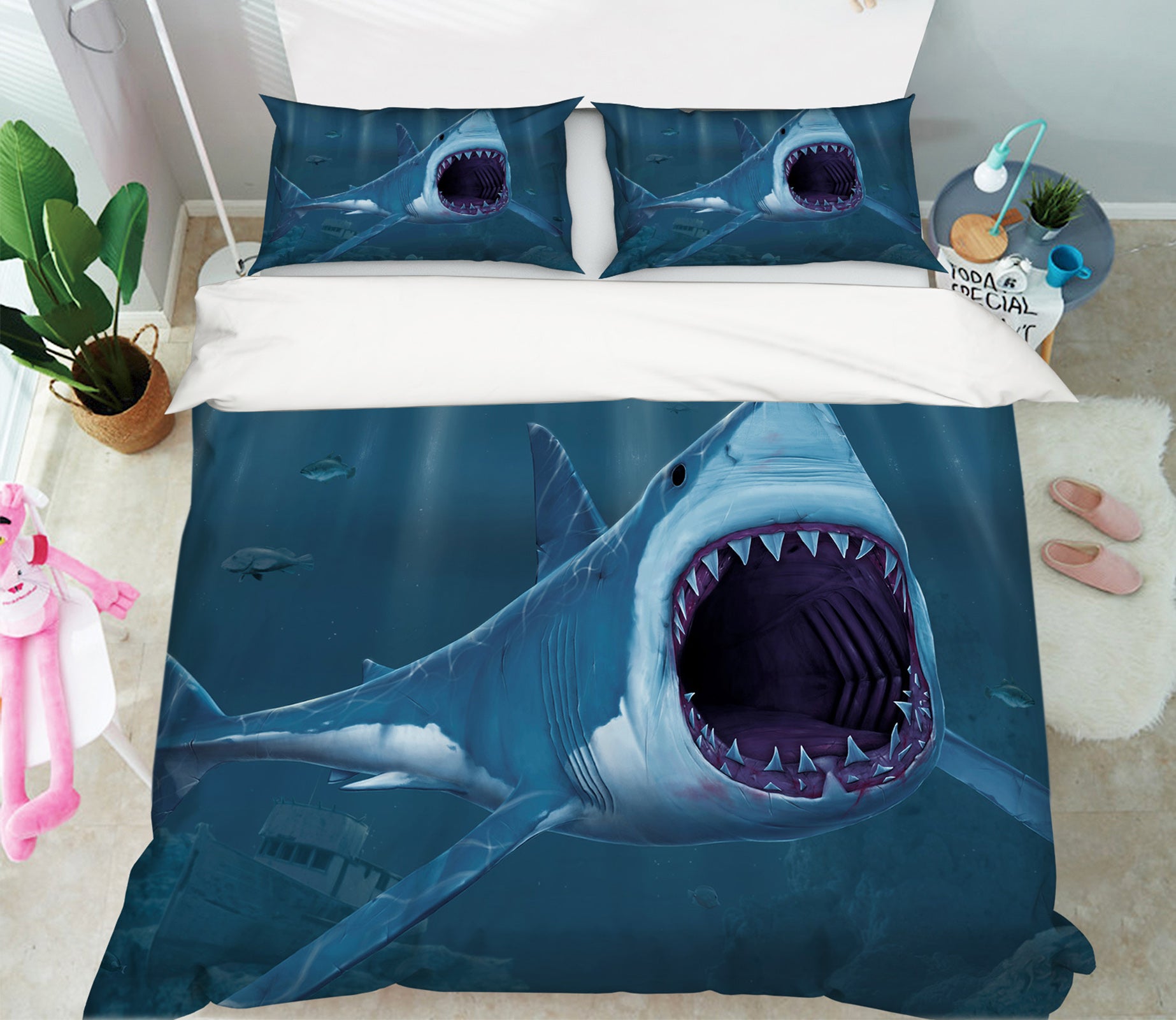 3D Shark Bite 078 Bed Pillowcases Quilt Exclusive Designer Vincent