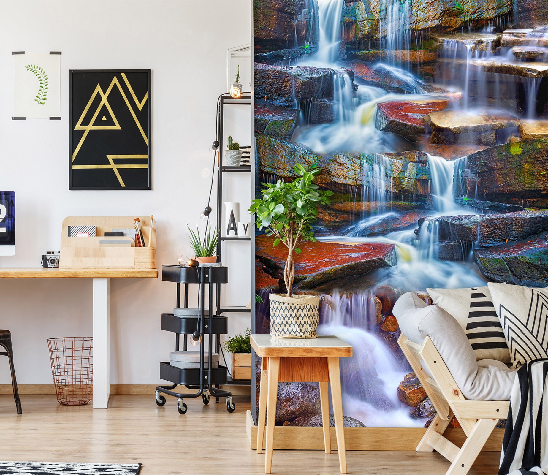 3D Forest Waterfall 1540 Wall Murals