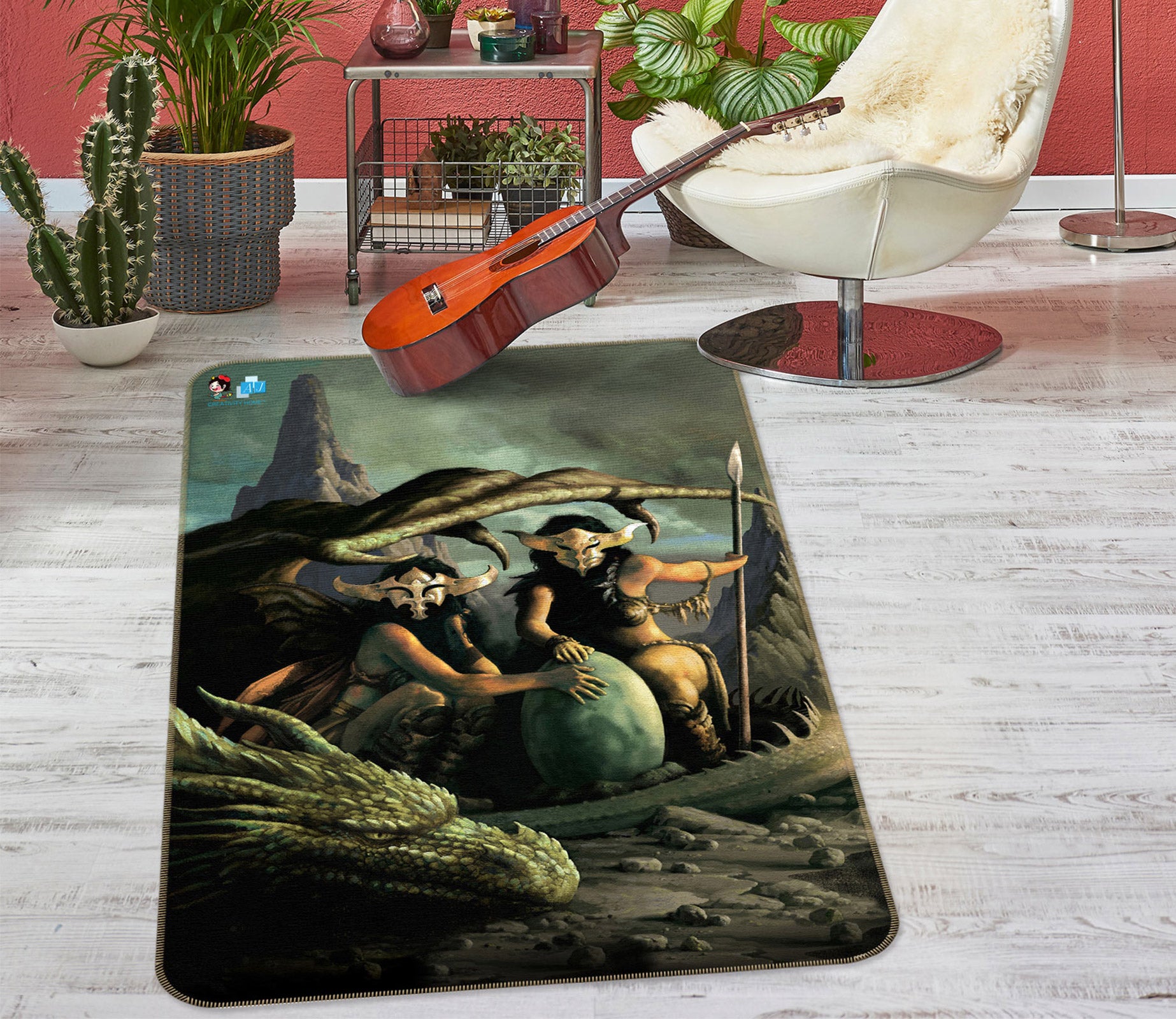 3D Dragon Egg People 6020 Ciruelo Rug Non Slip Rug Mat
