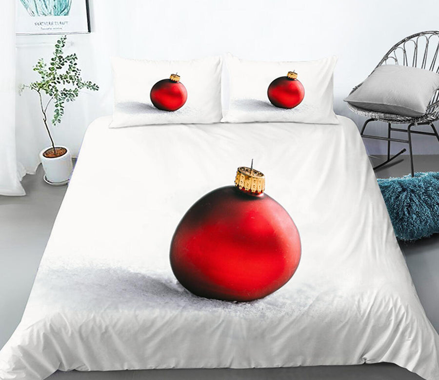 3D Red Ball 32112 Christmas Quilt Duvet Cover Xmas Bed Pillowcases