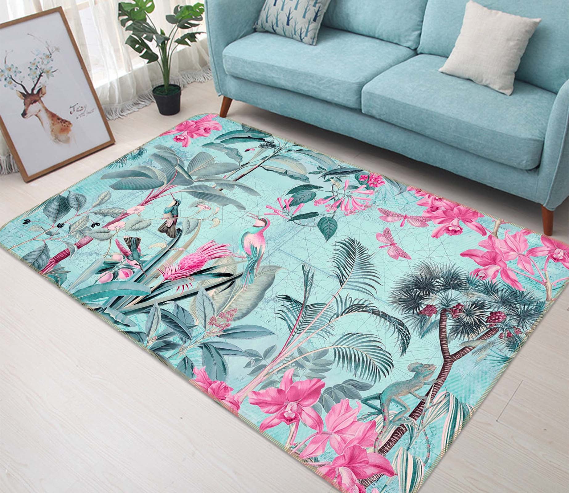 3D Flowers Birds 1026 Andrea haase Rug Non Slip Rug Mat
