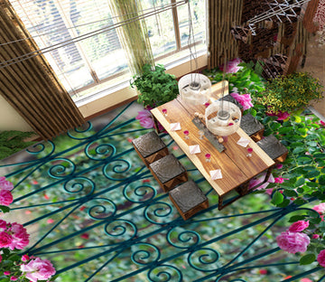 3D Flower Iron Fence 473 Floor Mural  Wallpaper Murals Rug & Mat Print Epoxy waterproof bath floor