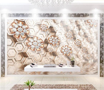 3D Diamond Flower WC05 Wall Murals Wallpaper AJ Wallpaper 2 