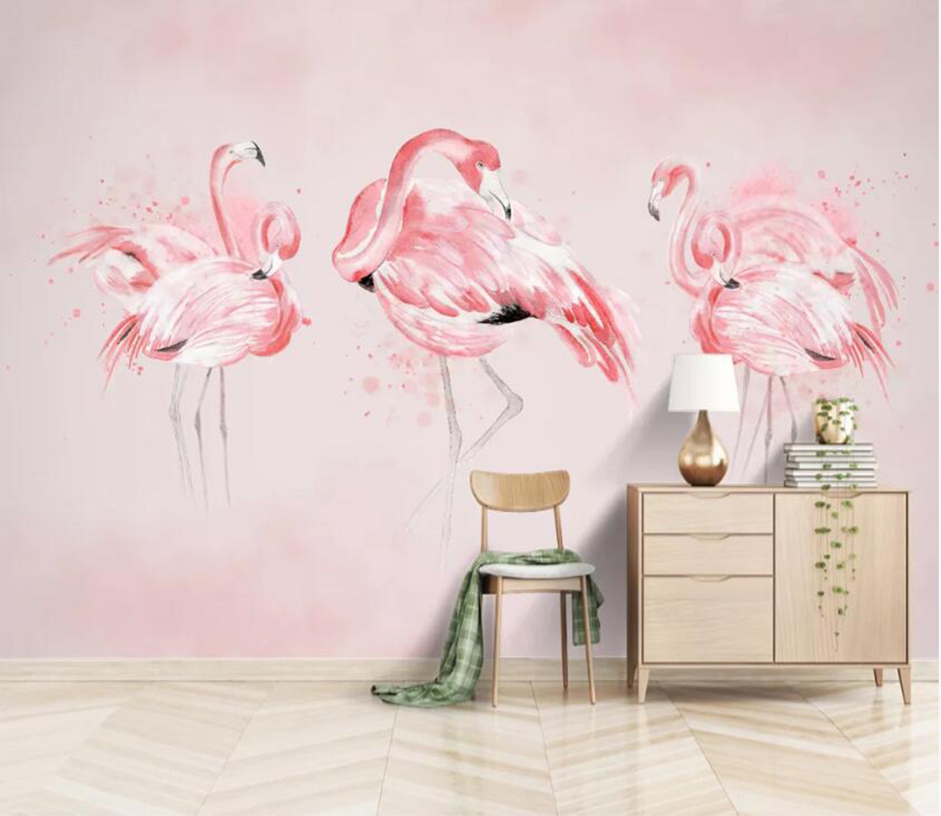 3D Cute Flamingo WC82 Wall Murals Wallpaper AJ Wallpaper 2 