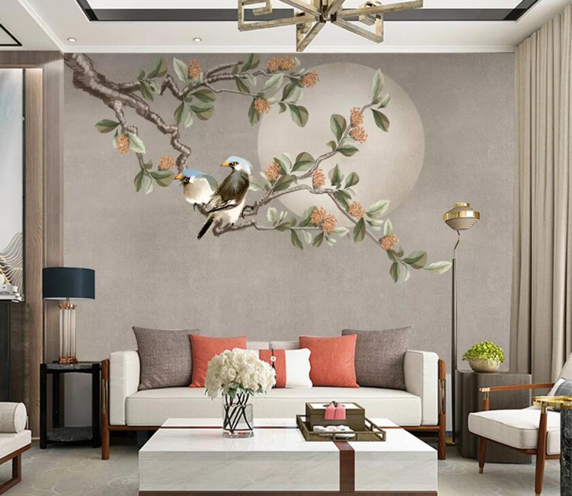 3D Bird Branch WC72 Wall Murals Wallpaper AJ Wallpaper 2 