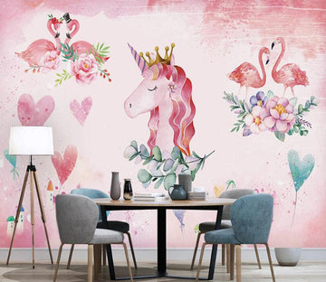 3D Pink Animal Love 919 Wall Murals