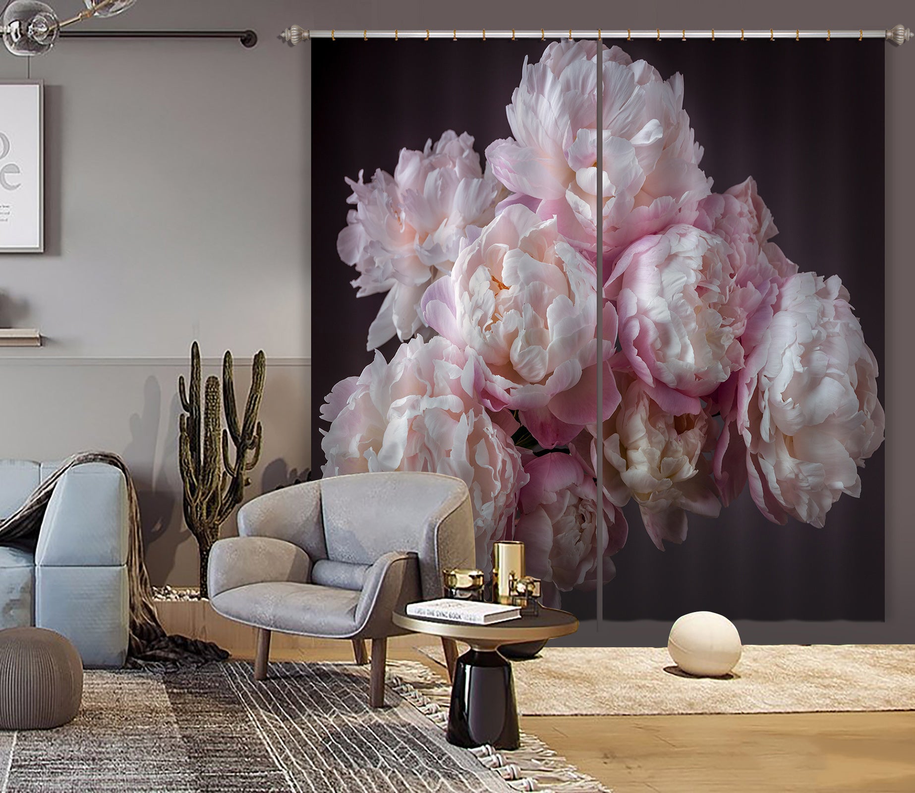 3D Pink Bouquet 6522 Assaf Frank Curtain Curtains Drapes