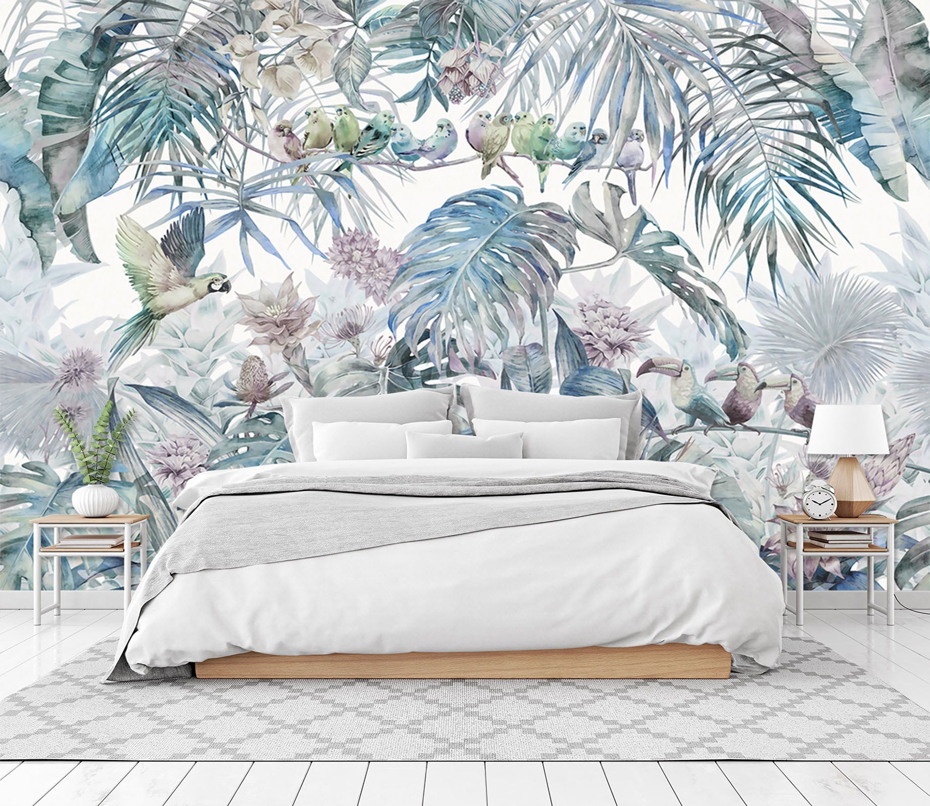 3D Green Bird Forest 1571 Wall Murals