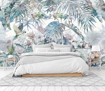 3D Green Bird Forest 1571 Wall Murals