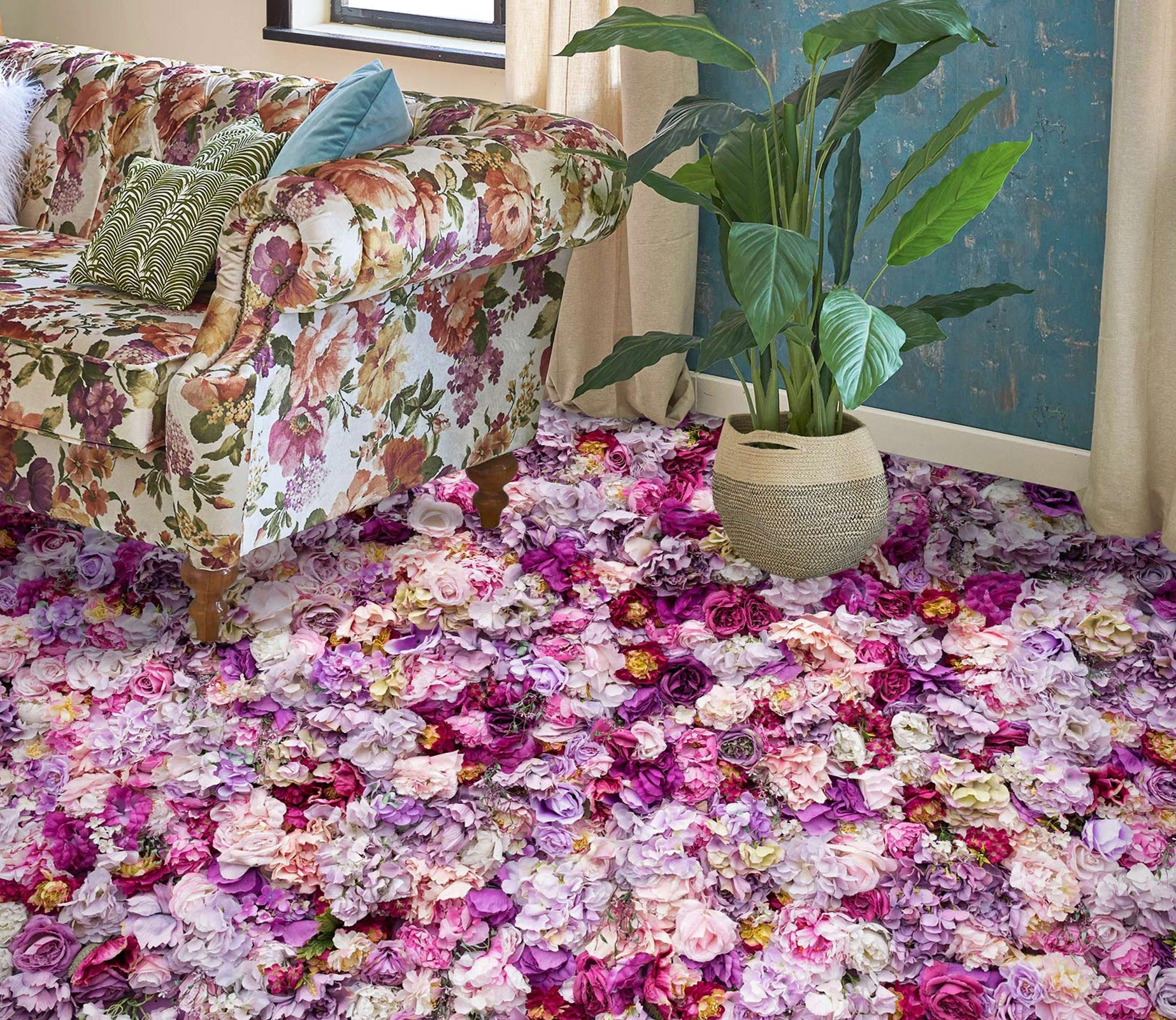 3D Dreamy Purple Flowers 093 Floor Mural  Wallpaper Murals Rug & Mat Print Epoxy waterproof bath floor