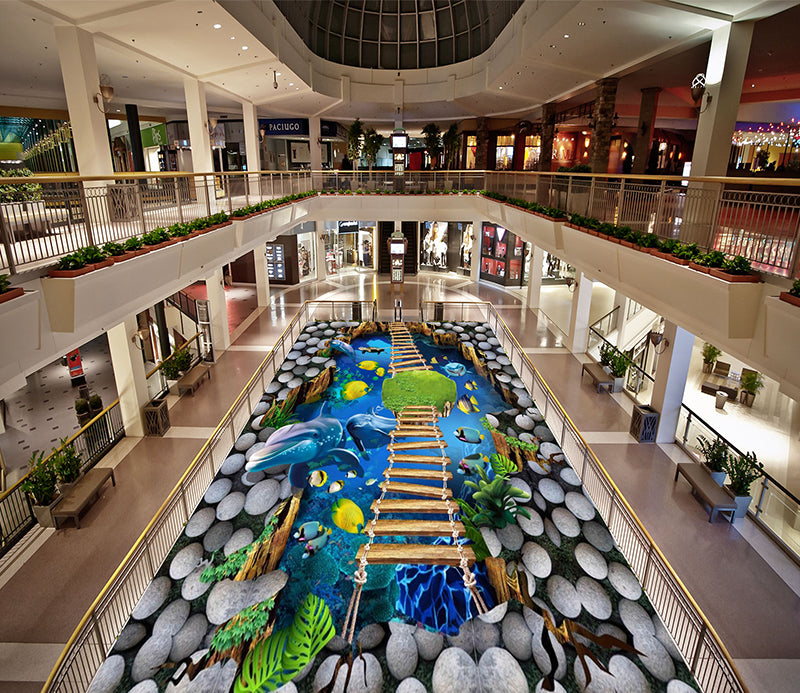 3D Swim Out Of The Sea 110 Floor Mural  Self-Adhesive Sticker Bathroom Non-slip Waterproof Flooring Murals