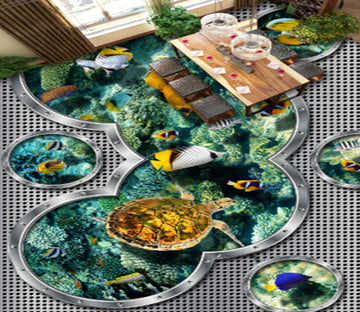 3D Fish Turtle 254 Floor Mural  Wallpaper Murals Rug & Mat Print Epoxy waterproof bath floor