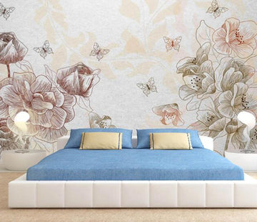 3D Flower Butterfly WC85 Wall Murals Wallpaper AJ Wallpaper 2 