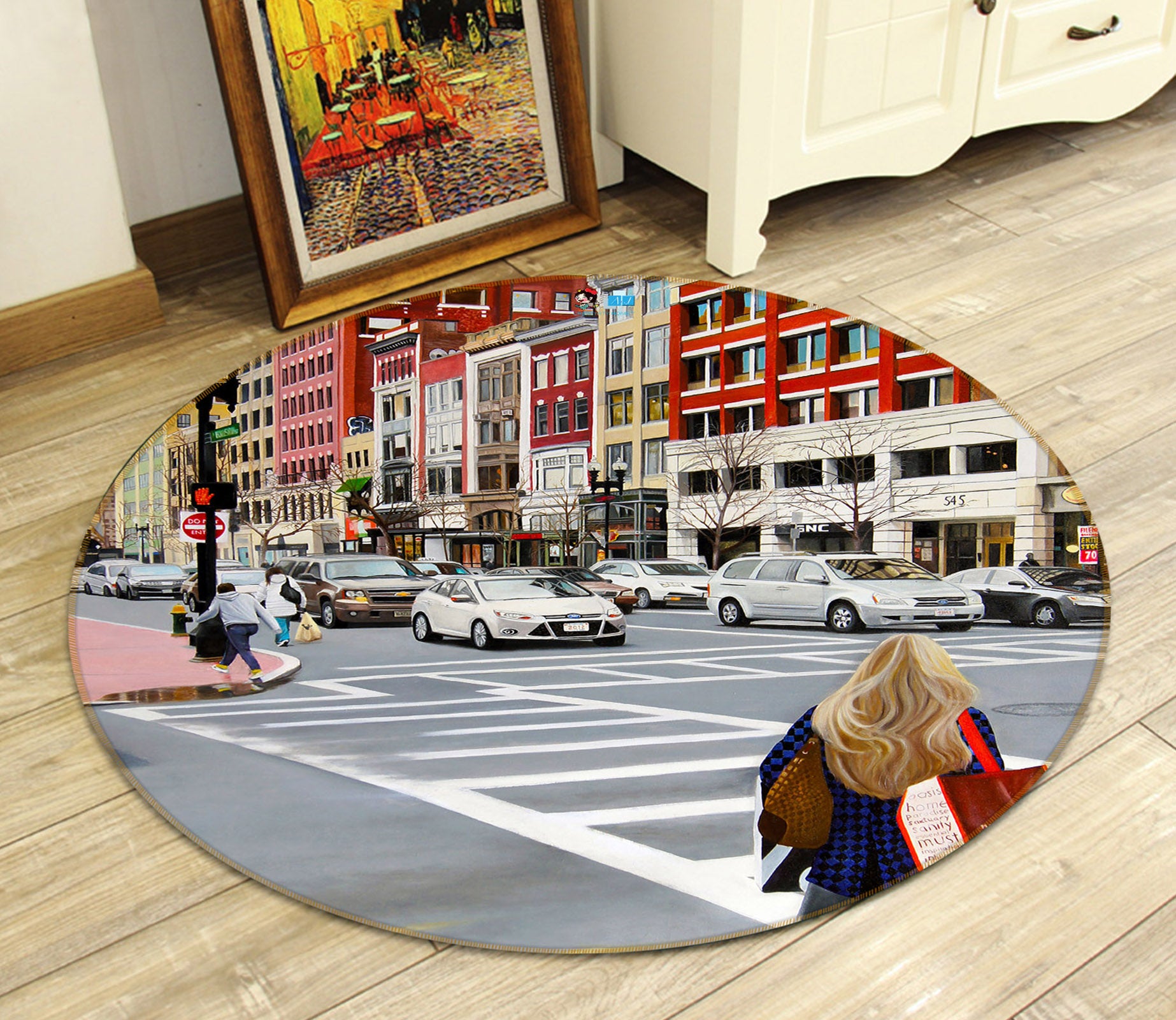 3D Road 11077 Matthew Holden Bates Rug Round Non Slip Rug Mat
