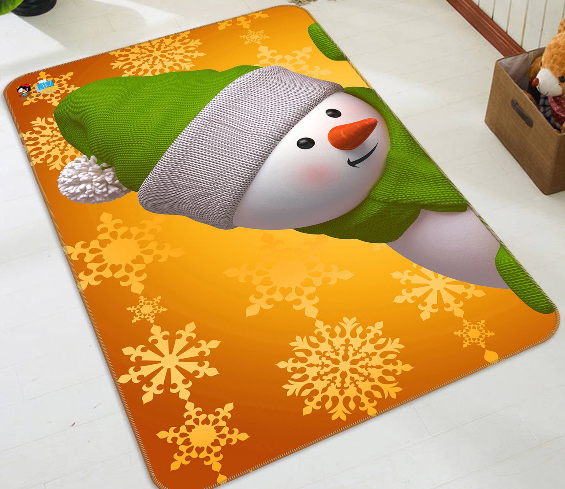 3D Snowman Snowflakes 57023 Christmas Non Slip Rug Mat Xmas