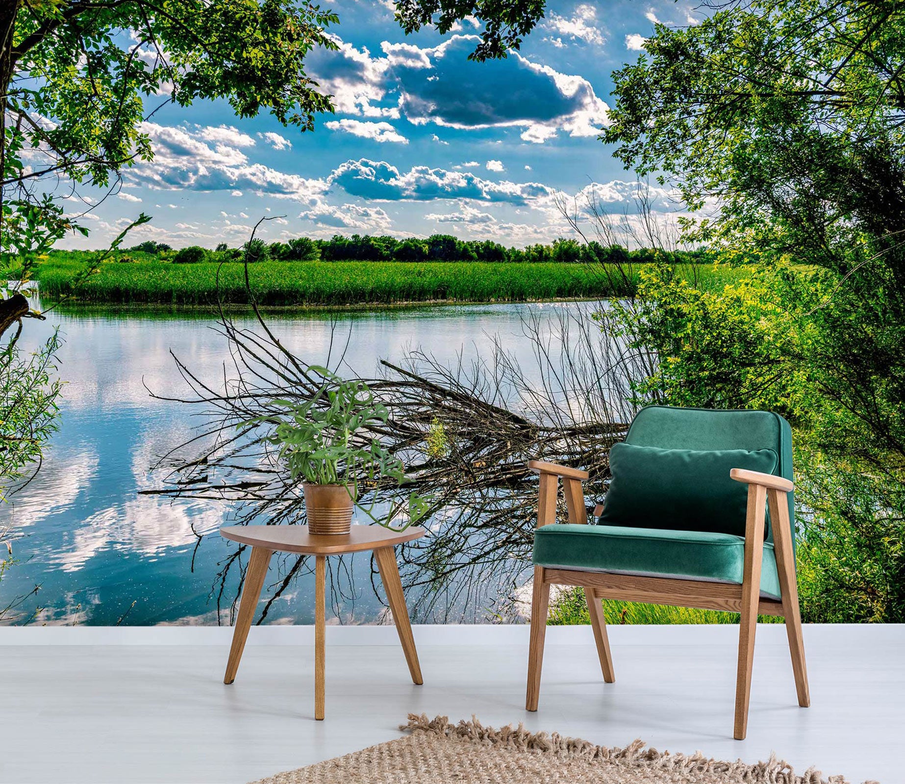 3D Cloud Lake Branches 5228 Beth Sheridan Wall Mural Wall Murals