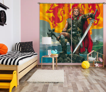 3D Soldier With Sword Flag 7177 Ciruelo Curtain Curtains Drapes