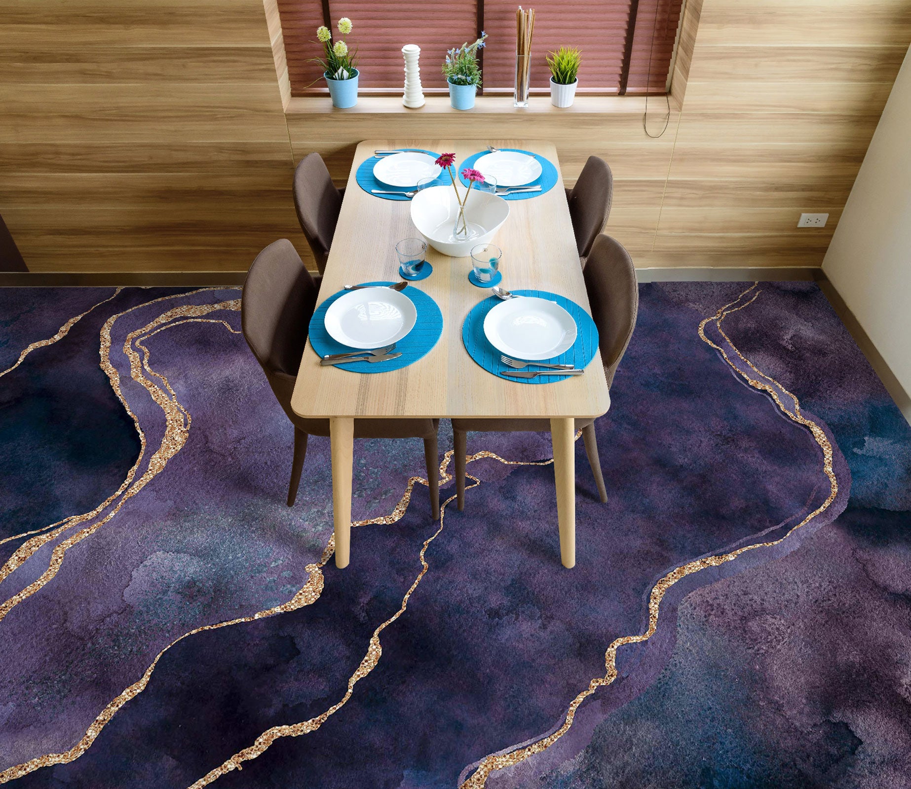 3D Purple Pattern Phnom Penh 102132 Andrea Haase Floor Mural  Wallpaper Murals Self-Adhesive Removable Print Epoxy