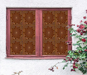 3D Brown Fower 147 Window Film Print Sticker Cling Stained Glass UV Block