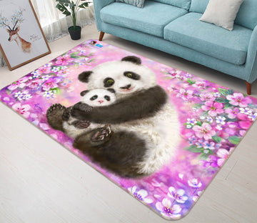 3D Pink Flower Panda 5624 Kayomi Harai Rug Non Slip Rug Mat