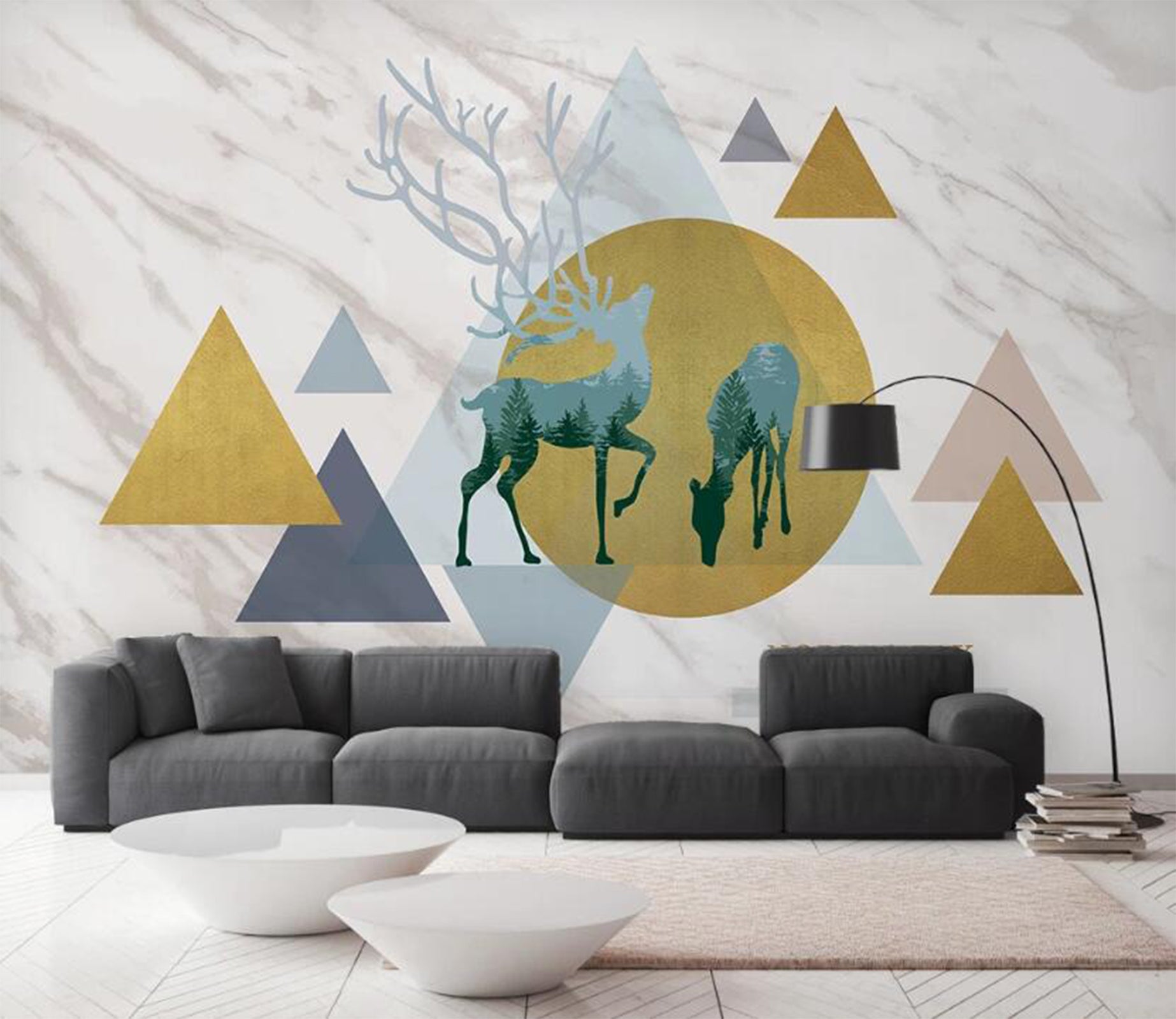 3D Dark Blue Gorgeous Deer 2520 Wall Murals
