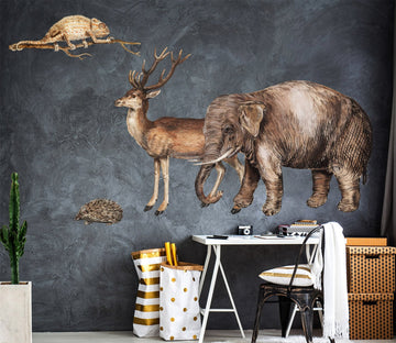 3D Antelope And Elephant 016 Animals Wall Stickers Wallpaper AJ Wallpaper 