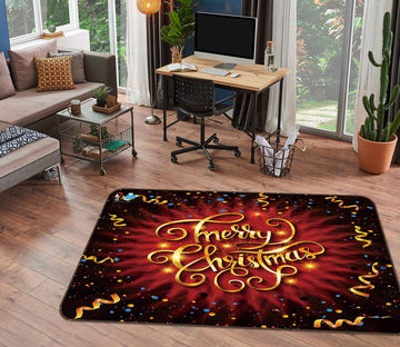 3D Golden Font 57001 Christmas Non Slip Rug Mat Xmas