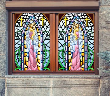 3D Religious Church 280 Window Film Print Sticker Cling Stained Glass UV Block