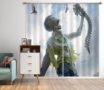 3D Monster Man Skeleton 5092 Tom Wood Curtain Curtains Drapes