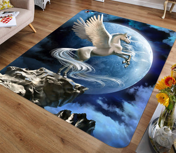 3D Moon Cliff Side Unicorn 97 Non Slip Rug Mat Mat AJ Creativity Home 