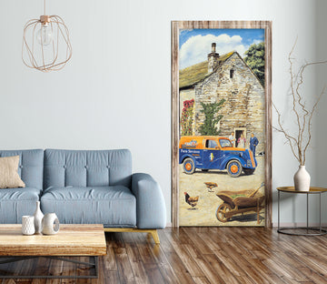 3D Brick House Car Chicken 103161 Trevor Mitchell Door Mural