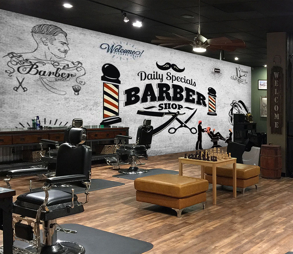 3D Fashion Style 1428 Barber Shop Wall Murals