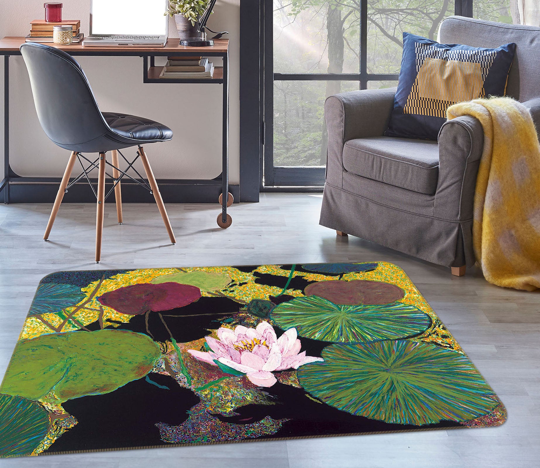 3D Steamy Pond 1124 Allan P. Friedlander Rug Non Slip Rug Mat