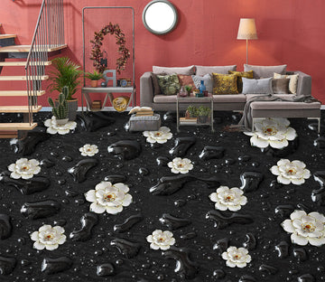 3D White Flower Painting 218 Floor Mural  Wallpaper Murals Rug & Mat Print Epoxy waterproof bath floor