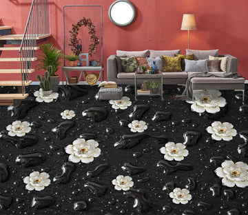 3D White Flower Painting 218 Floor Mural  Wallpaper Murals Rug & Mat Print Epoxy waterproof bath floor