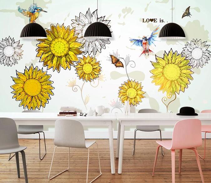 3D Birds And Flowers 442 Wall Murals Wallpaper AJ Wallpaper 2 