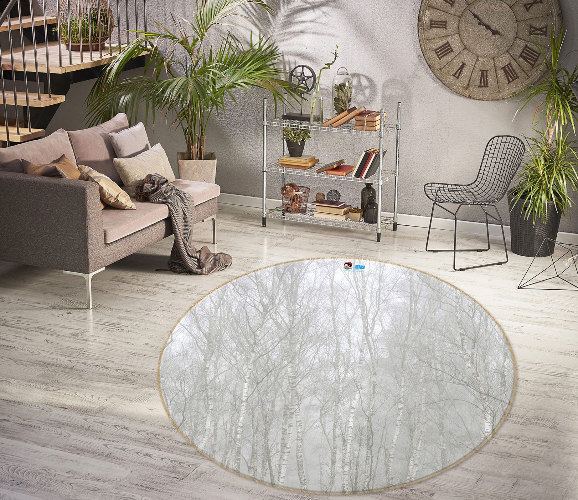 3D Forest Branches 7582 Assaf Frank Rug Round Non Slip Rug Mat