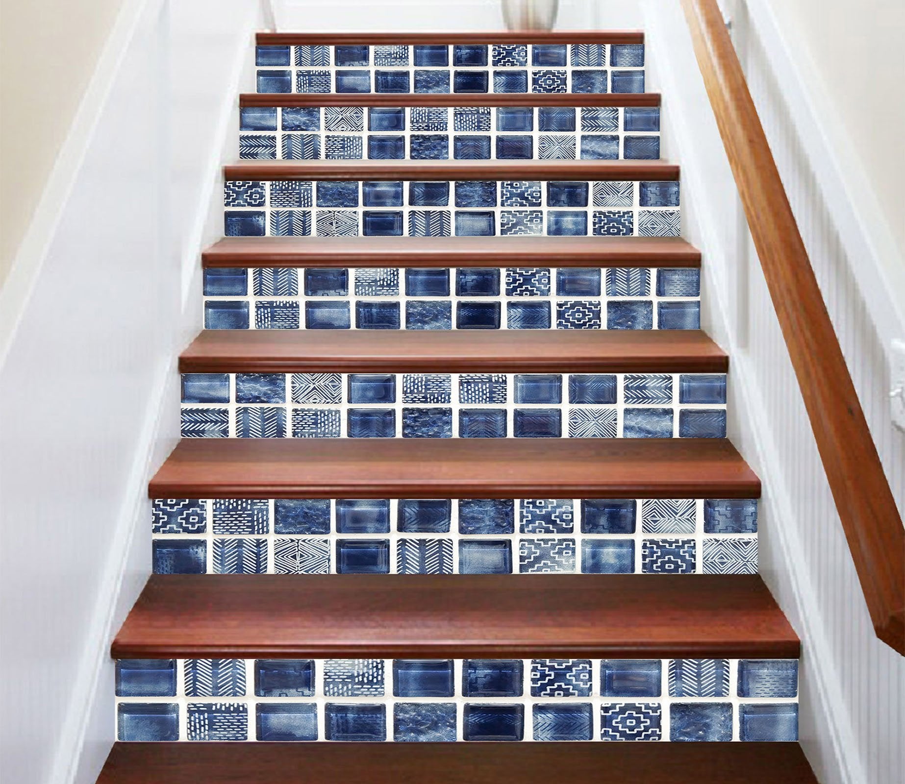3D Blue Crystal 559 Marble Tile Texture Stair Risers Wallpaper AJ Wallpaper 