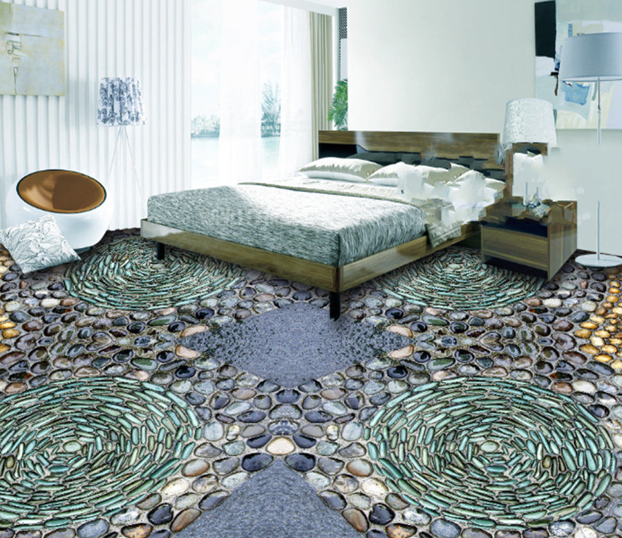 3D Round Pebbles 415 Floor Mural  Wallpaper Murals Rug & Mat Print Epoxy waterproof bath floor