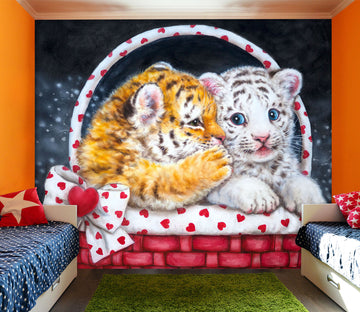 3D Tiger Lion Baby 5446 Kayomi Harai Wall Mural Wall Murals