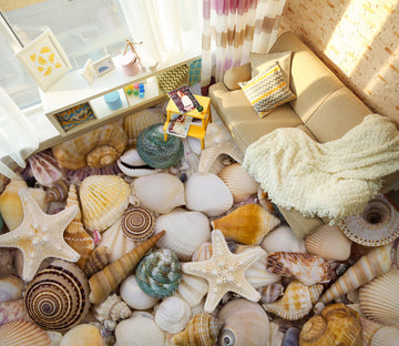 3D Pebbles And Conch 460 Floor Mural  Wallpaper Murals Rug & Mat Print Epoxy waterproof bath floor