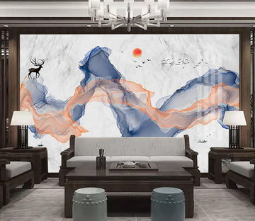 3D Sun Deer WG122 Wall Murals