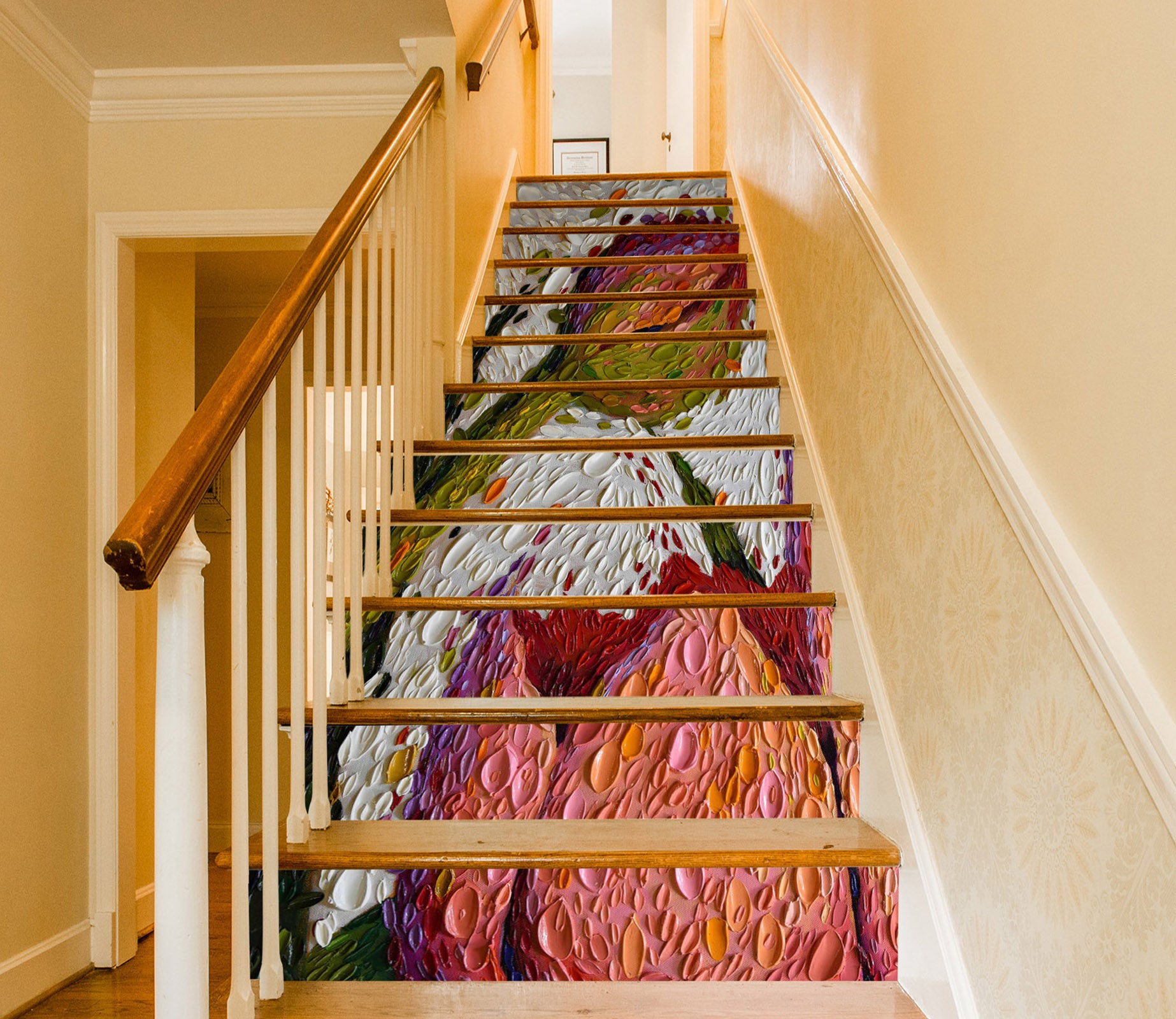 3D Lotus Bud Oil Painting 96153 Dena Tollefson Stair Risers