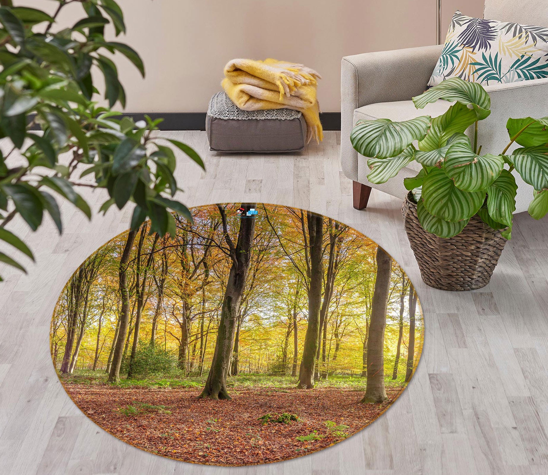 3D Sunshine Forest 7574 Assaf Frank Rug Round Non Slip Rug Mat