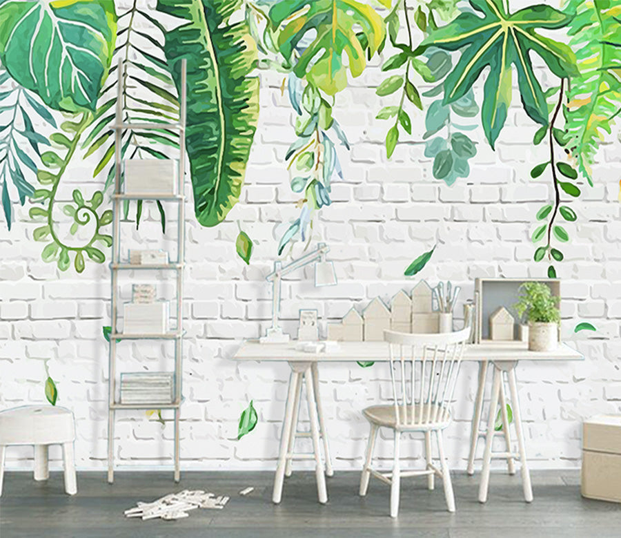 3D Green Leaf WG108 Wall Murals