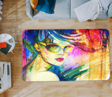 3D Glasses Woman 1044 Non Slip Rug Mat